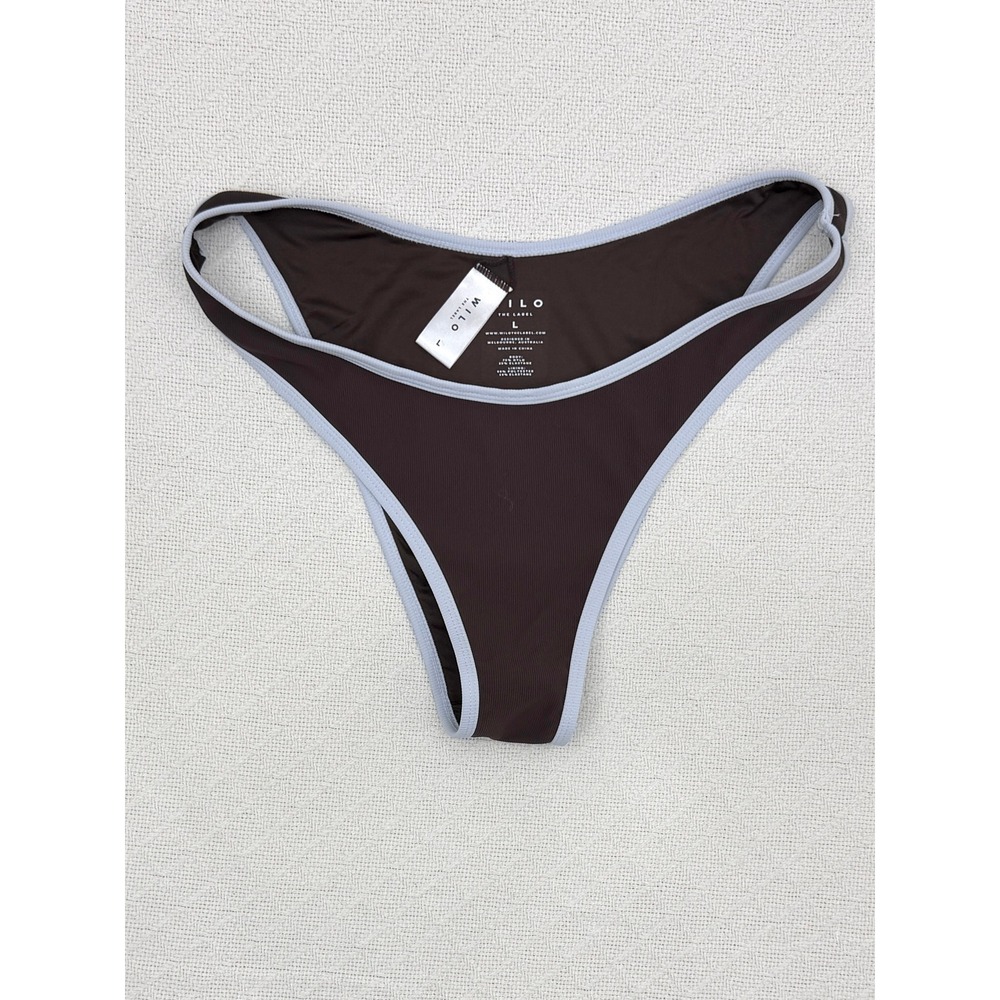 WILO The Label 3PC Contrast Bikini Set with Skirt Chocolate Brown Blue Large‎ - Picture 6 of 11